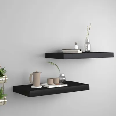 Produktbild von Maison Exclusive - Schweberegale 2 Stk. Schwarz 50x23x3,8 cm MDF