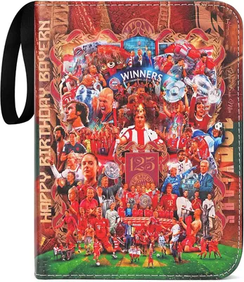 Produktbild von Fußball Sammelkarten Album 4 Fächer, Fussball Karten Sammelalbum mit Reißverschluss und 50 Herausnehmbaren Seiten für 400 Karten, PolyurethanMaterial