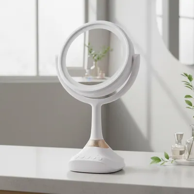 Zdjęcie produktu dla Lusterko do makijażu z 1-krotnym i 5-krotnym powiększeniem Oświetlenie LED Głośnik Bluetooth