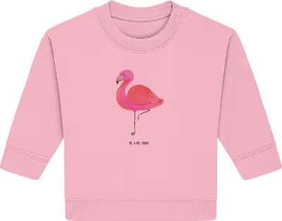 Produktbild von Mr. & Mrs. Panda Organic Baby Pullover Flamingo Classic 6. - 12. Monat - Baumwolle Pink - Geschenk, Stolz, Bullover, Freundin, Prächtig, Ich, Spruch