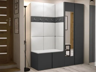 Obrázek produktu pro Stěna do předsíně s čalouněnými panely 42x42 SELAND 10 - grafitová / bílá