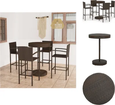 Produktbild von vidaXL 5-tlg. Gartenbar-Set Poly Rattan Braun -  Gartenmöbel-Sets