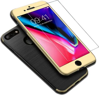 Produktbild von Apple iPhone 8 Plus 2 in 1 Handyhülle 360 Grad Full Cover Case Gold