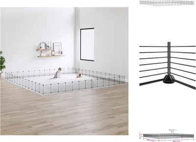 Immagine prodotto di vidaXL Gabbia per animali domestici da 52 pezzi con porta nera 35x35 cm in acciaio - Habitat e recinti per piccoli animali