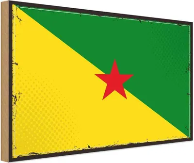 Produktbild von vianmo Holzschild 12x18 cm Französisch?Guayanas Flagge Fahne Wappen