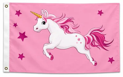 Produktbild von Flagge Einhorn Rosa 90 x 150cm, Stoffgewicht ca. 100 g/m² -Fahne- Hissfahne- Hissflagge - Sturmflagge -zum hissen - ! - keine billige Chinaqualität!