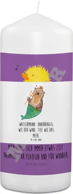 Produktbild von Mr. & Mrs. Panda Trauerkerze Wassermann Astrologie - Weiß - Geschenk, Moderne Trauerkerzen, Sternzeichen, Tierkreiszeichen, Erinnerungskerze, Erinnerungen Kerze Trauer