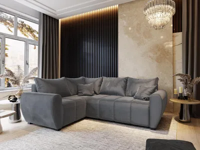 Produktbild von Masseno Ecksofa MADISON L L-S mit Schlaffunktion L-Form, Sofa mit Bettkasten, Wohnzimmersofa, Couch, Soffa, Bettsofa, Couchgarnitur- Grau, PAROS 06