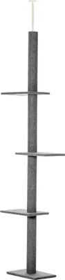 Image de PawHut Arbre à chat poteau à griffer hauteur réglable dim. 43L x 27I x 228-260H cm 4 niveaux d'activités gris
