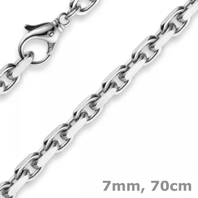 Produktbild von 6,5mm Kette Collier Ankerkette Halskette 750 Gold Weißgold 70cm Herren