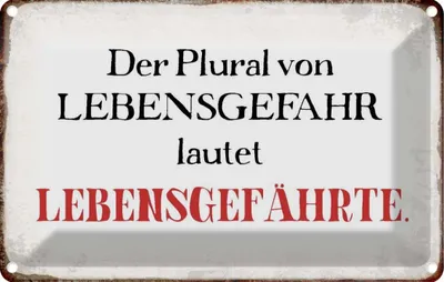 Image de vianmo Plaque en tôle 20x30 cm plural von Lebensgefahr lautet