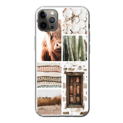 Produktbild von MuchoWow® Handyhülle Schutzhülle Hülle für iPhone 13 Pro Max Schottischer Highlander - Collage - Kaktus Silikon Softcase Handy Hülle - Mobiltelefon