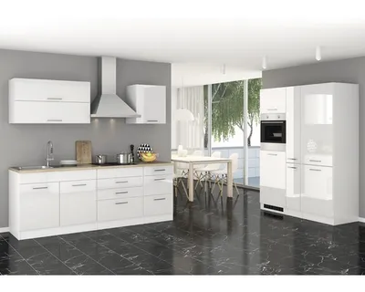 Produktbild von Held Möbel Küchenzeile ohne Geräte Mailand 380 cm weiß hochglanz zerlegt Variante reversibel 633.1.6210