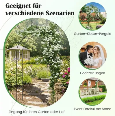 Image de Arche de jardin en métal pour rosiers de style gothique, arche de rosiers en treillis 125 x 39 x 287 cm