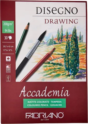 Productafbeelding van Honsell 41202942 Fabriano Accademia Disegno, DIN A3, 200 g/m², 30 vellen, wit, hoogwaardig, gumbestendig tekenpapier, zuur- en ligninevrij