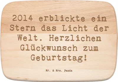 Produktbild von Mr. & Mrs. Panda Holzschneidebrett Spruch 2014 Geburtstag Stern - Transparent - Geschenk, Geburtstagsgeschenk, Frühstücksbrett, jausenbrett, Schneidebrett, Alter