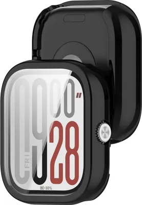 Produktbild von Bizon Case Watch Felipe Schutzhülle mit Displayschutzfolie für Xiaomi Redmi Watch 5, Schwarz