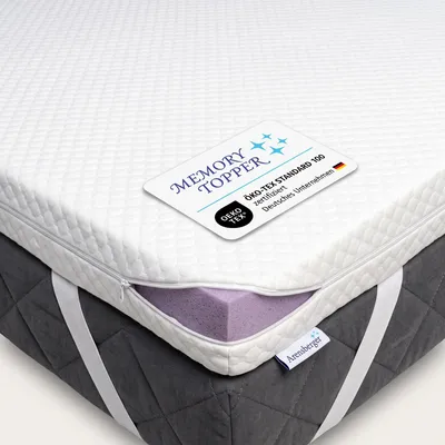 Produktbild von Topper SOFT 120x200cm, Memory Foam Matratzentopper, waschbarer Bezug, geeignet für Federkern & Schaumstoff Matratzen, H2, Matratzenauflage Höhe 5cm