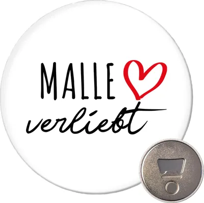Produktbild von Huuraa Magnet Malle verliebt 59mm Kühlschrankmagnet rund Flaschenöffner Geschenkidee