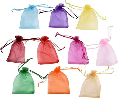 Produktbild von 8*10CM Organzasäckchen 50 Stück Organzabeutel Säckli Schmuckbeutel (Zufällige Farbe)