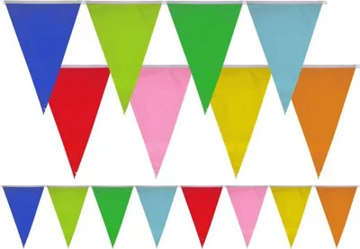 Produktbild von bunte Wimpel Girlande in Regenbogen Farben 10m