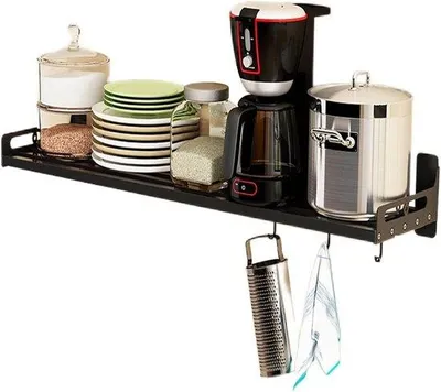 Productafbeelding van Magnetron Wandrek - Keuken Opbergrek - Keuken Opbergen - Ruimtebesparend Ontwerp - 30x100cm - Zwart