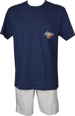 Produktbild von Herrenpyjama Kurzarm Baumwolle Henley-Ausschnitt Kurzhose RAGNO SPORT Artikel U322ND, Taglia 52, Cotone 100%