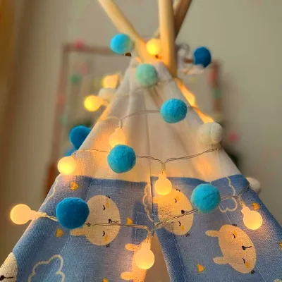 Zdjęcie produktu dla Wróżka dla dzieci, zasilana bateryjnie, ciepła biel 2m 20 diod LED Kolorowe wróżki Pom Pom Led Dekoracja na Boże Narodzenie Impreza Wewnętrzna Sypialnia Pokój dziecinny