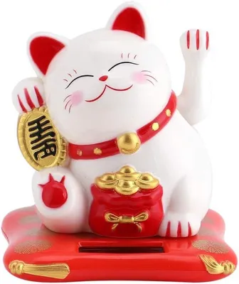 Produktbild von Solar Wackelkatze, weiß, für Schreibtisch und Auto, dekoratives Glücksornament