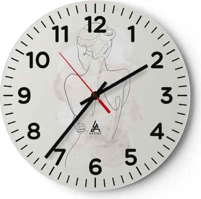 Produktbild von Wanduhr - Rund - Glasuhr - Frau Rücken Rücken - 40x40cm - Schleichendes Uhrwerk - Lautlos - zum Aufhängen bereit - Dekoration Modern - Wanddekoration aus Glas - C4AR40x40-5090