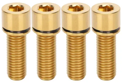 Obrázek produktu pro Sada 4 šroubů pro uchycení řídítek kola - M7 x 20 mm - slitina titanu - lehká konstrukce - odolná - odolná proti korozi - šroub pro kolo
