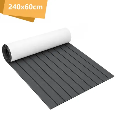 Produktbild von Peviasot Bodenbelag Matte Rutschfest Deck Teppich Teak EVA Schaum Yacht Bodenmatte Selbstklebend Fußboden Deck Matte Dunkelgrau 240x60cm
