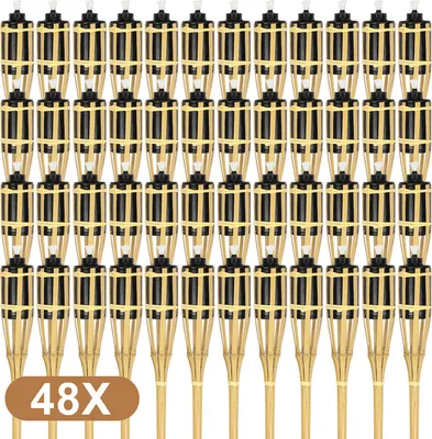 Immagine prodotto di Jopassy 48x torce da giardino set lampade torcia olio stoppino 90cm torce olio di bambù per lampada all'aperto olio per torcia fiamme fuoco festa decorazione