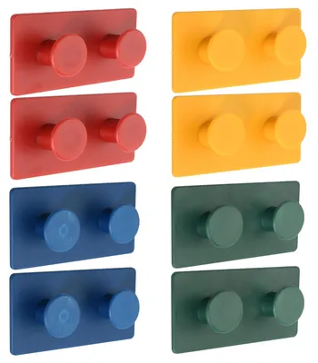 Image de Crochets de salle de bain autocollants, lot de 8, crochets pour serviettes sans perçage, crochets doubles pour serviettes, clés et vêtements