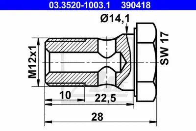 Produktbild von ATE Hohlschraube 03.3520-1003.1