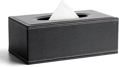 Immagine prodotto di Portafazzoletti Lederer - Alta qualità - Portafazzoletti rettangolare - 24 x 12 x 9 cm - Pelle - Base magnetica - Nero
