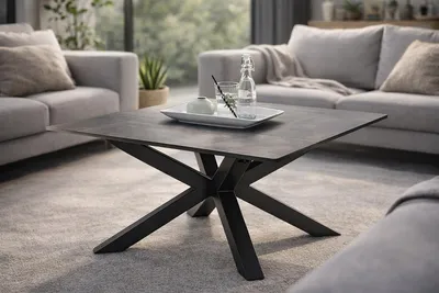 Produktbild von Couchtisch >Janin< in grau, schwarz, Keramik, Metall - 80x45x80cm (BxHxT)