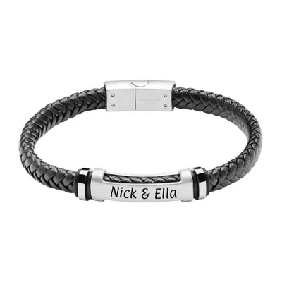 Produktbild von Geflochtenes Kunstlederarmband mit Edelstahlelement von Unique