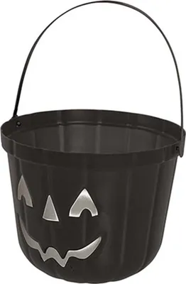 Productafbeelding van Zwarte pompoenemmer, 20 cm. Stijlvolle Halloween-snoepemmer - universele maat