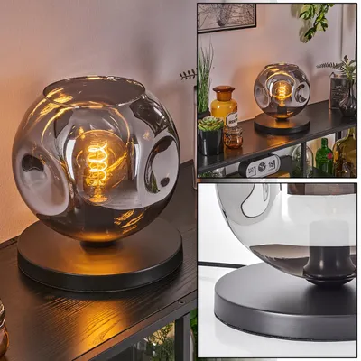 Produktbild von Villamare Tischlampe aus Metall/Glas in Schwarz/Rauchfarben
