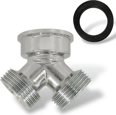 Produktbild von Verteilerstück Gabelstück 2 Wege Y Verteiler Stück Messing verchromt 3/4 Zoll