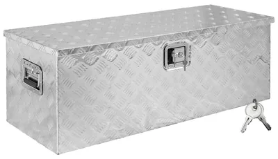 Produktbild von trucky Truckbox, Deichselbox Aluminium, Anhängerbox 15 Größen, Werkzeugkiste mit Schloss und Schlüssel, stabil und wasserdicht, Boxentyp:D160 (109 x 40 x 38 cm)
