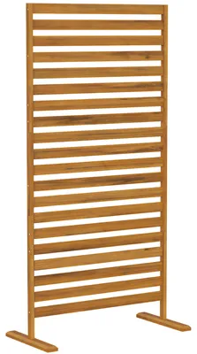 Produktbild von Sichtschutz aus Holz 80 x 170 cm Raumteiler mit Standfuß Lamellen, freistehender Raumtrenner Braun