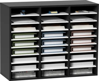 Immagine prodotto di Vassoio per lettere Vassoio per documenti 27 scomparti Cartella per fascicoli Regolabile Nero