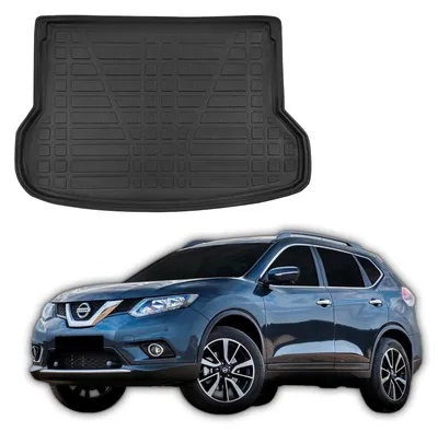 Image de Tapis De Coffre Sur Mesure Pour Nissan X-Trail 2014-2021, Noir, Antidérapant, Bord Haut, Toutes Saisons