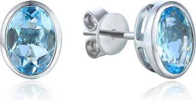 Produktbild von 585er Weissgold Ohrstecker Aquamarin Zargenfassung ca.1,48ct. Ohrringe Solitaire 14K