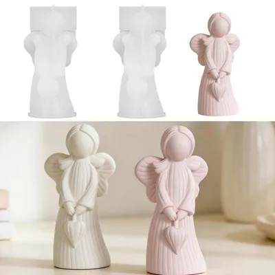 Immagine prodotto di Stampi in silicone per colata, 2 pezzi, angeli in 3D per candele, gesso, sapone, Natale