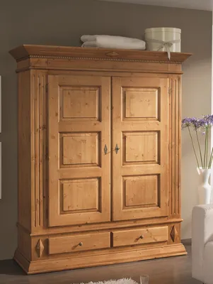 Produktbild von Kleiderschrank Isabella 163x197 cm Antik lackierte Fichte 2 Türen 2 Schubladen