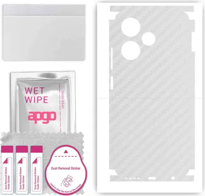 Produktbild von apgo Rückseite + Seiten Schutzfolie, Skin, kompatibel mit Infinix Hot 30, Hinten Displayschutzfolie aus Vinylfolie, kratzfest, einfache Montage - Transparenter Kohlenstoff