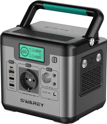 Produktbild von SWAREY Tragbare Kraftwerk Solarspeicher 518Wh Power Station mit 100W faltbare Solarpanel Solargenerator Stromerzeuger Reiner Sinus-Stromgenerator Backup-Notstromversorgung für Notstrom/Camping/Notfall/Reise/CPAP/Wohnmobile/zu Hause mit Tragetasche